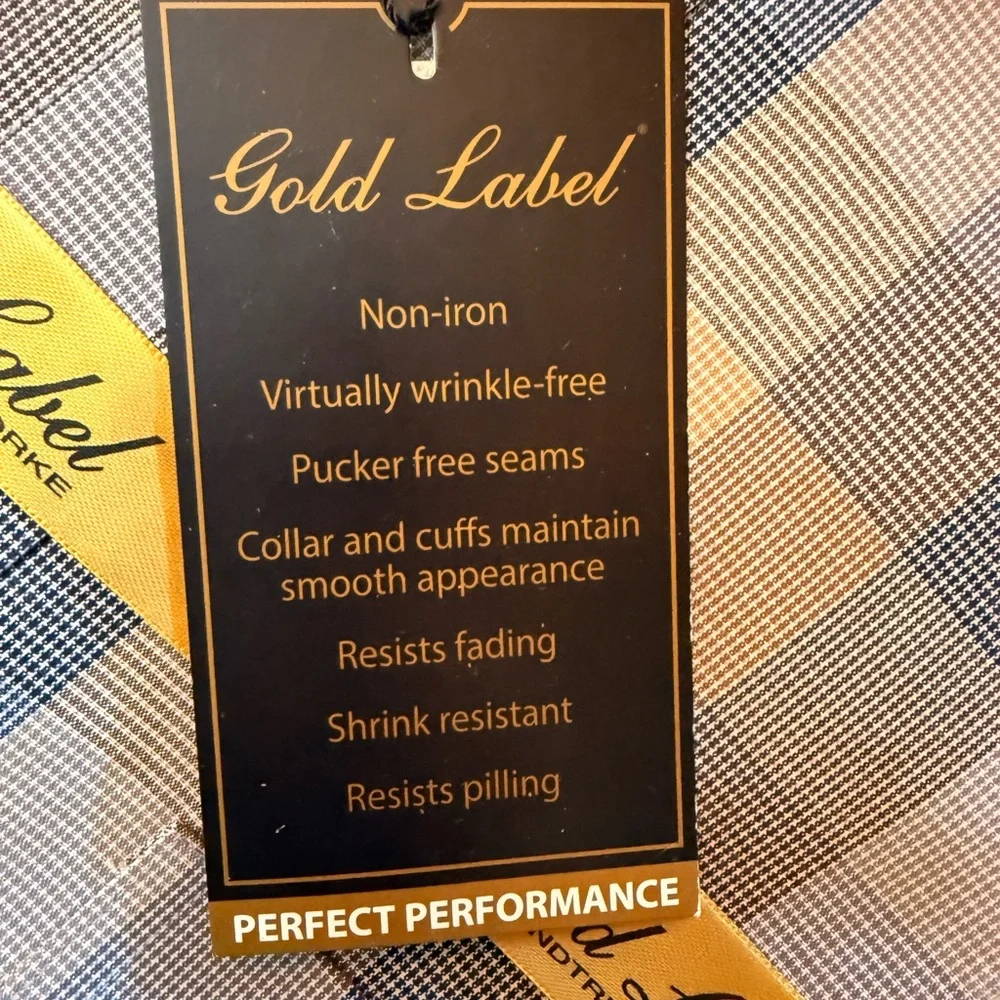 NWT Roundtree & Yorke Gold Label Blue Plaid Shirt - Picture 5 of 5